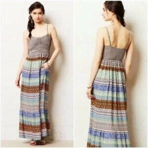 Anthropologie Lilka Plaited Print Maxi Dress